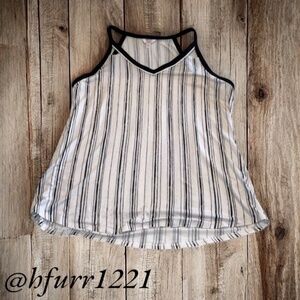 CANDIE'S B/W STRIPED RACERBACK TANK TOP SIZE LARGE